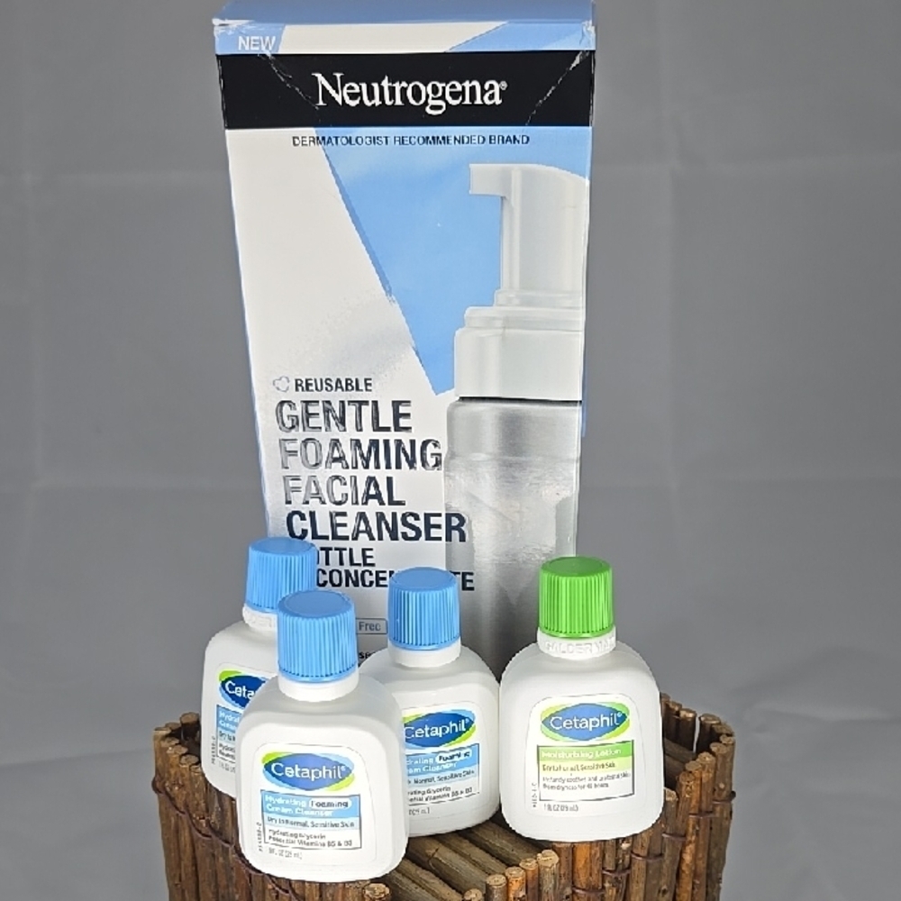 Neutrogena Gentle Foaming Facial Cleanser & Cetaphil Cleanser And Lotion Bundle